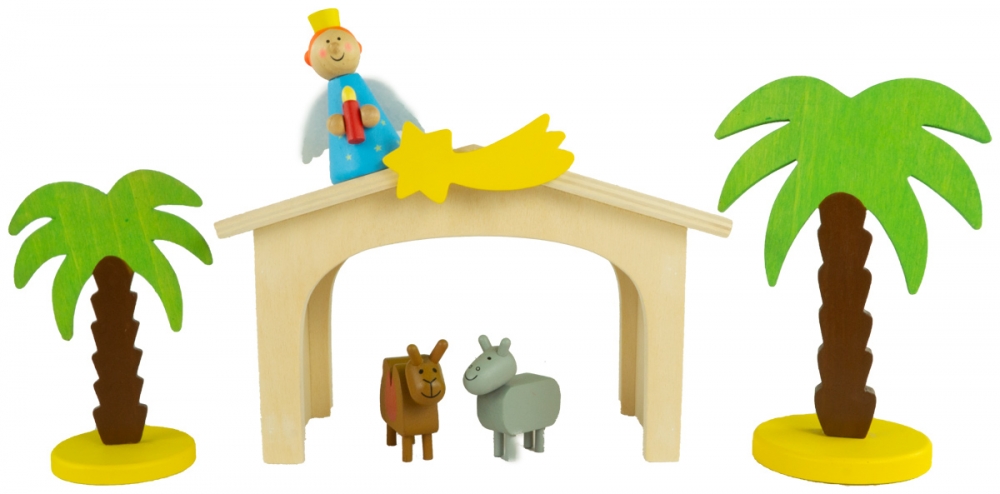 Kindgerechte Weihnachtskrippe aus Holz 16-tlg. K 550